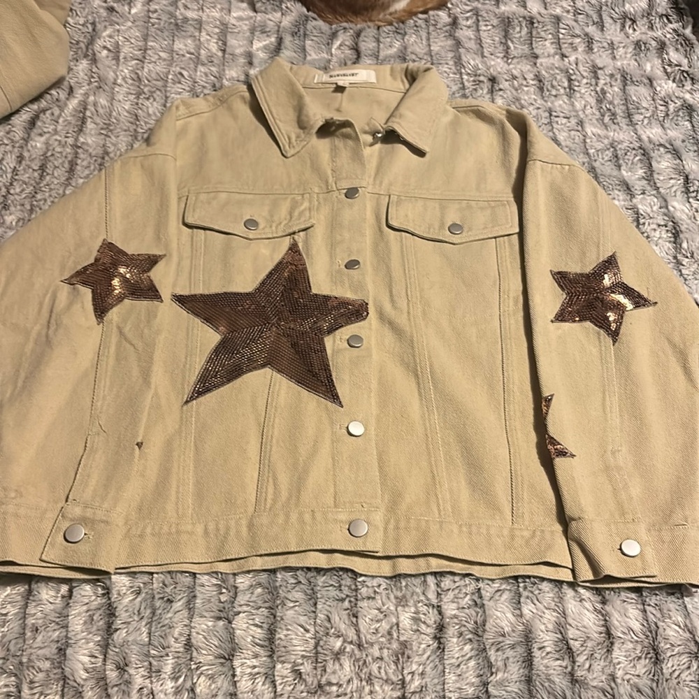 NWT Blue Velvet Sequin Star Jacket- oversized